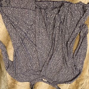 Heather blue ribbed cold shoulder dress